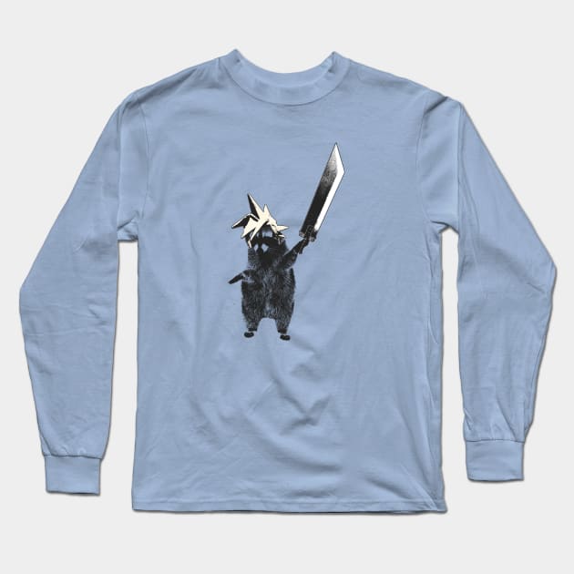 Raccoon wielding Buster Sword Long Sleeve T-Shirt by dankdesigns